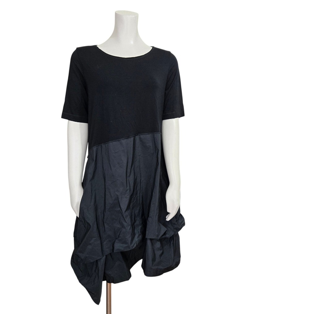 XD Xenia Design Dress Medium Black Bubble Hem Asymmetric Pocket Artsy Lagenlook